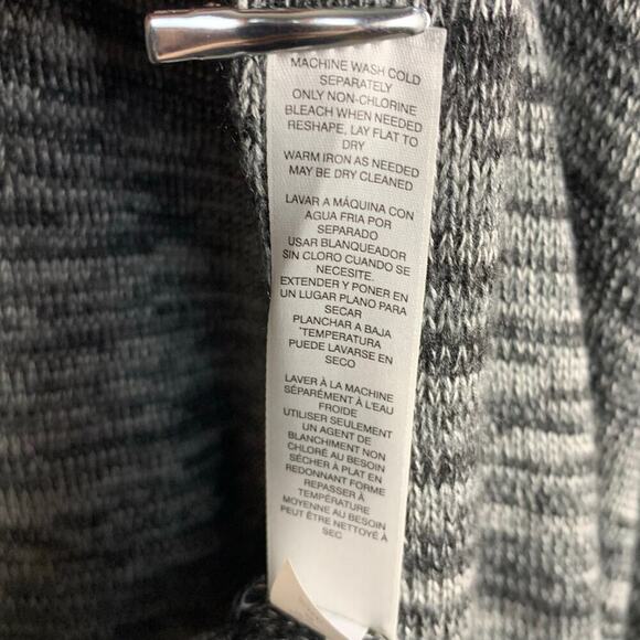 WH|BM Grey & Black Heathered Striped Long Line Knit Waterfall Cardigan  -Size XL - Picture 4 of 5